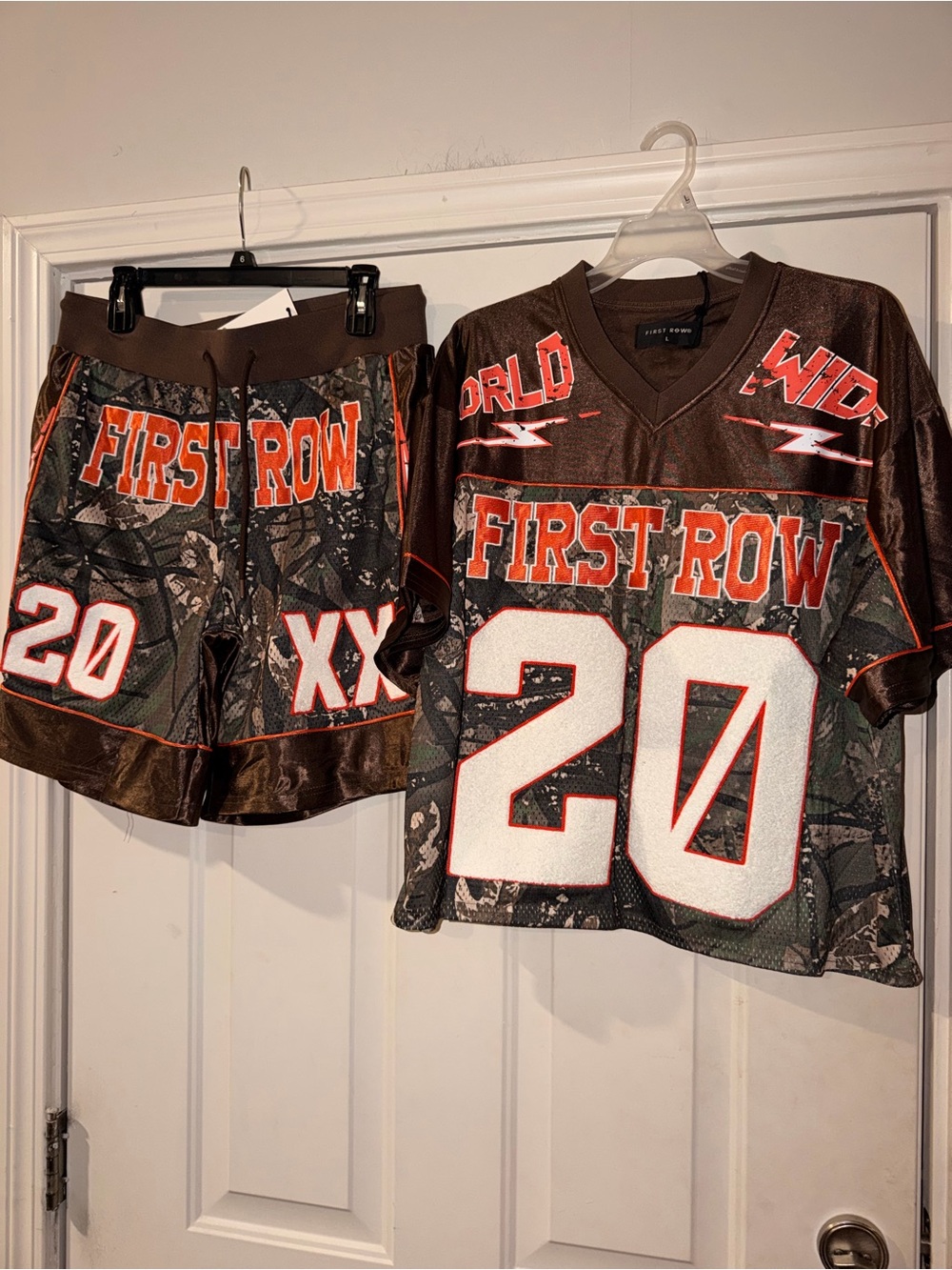 First Row Brown Camo  Jersey & Shorts Set